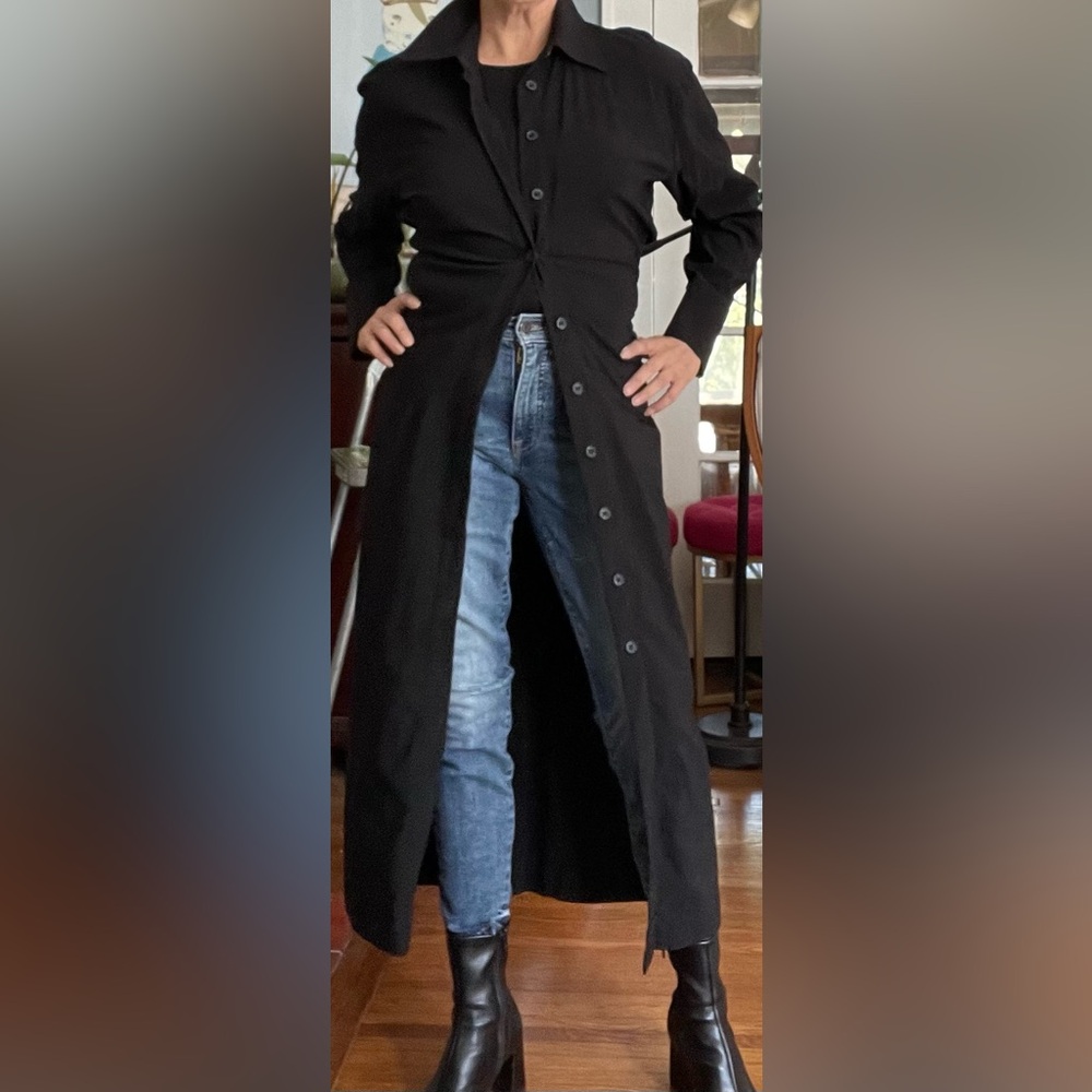 Zara Long black button up dress/coat